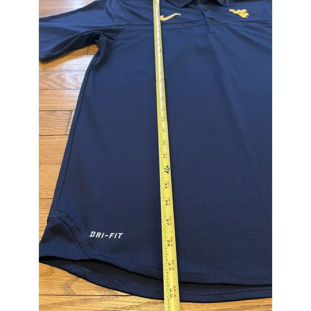 Nike Elite Dri Fit West Virginia Mountaineers WVU Blue Golf Polo‎ Men's Medium